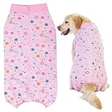 KUVEELA PET 大型犬 中型犬 術後服 メス オス 犬 手術後 服 犬用術後ウェア 介護服 ペット服 エリザベスカラー 避妊 離乳 傷口保護（（花柄）ピンク LL）