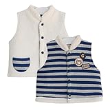 TopCotton ベビー ベスト ストライプ 両面着える 防寒 子供服 新生児 チョッキ (青い, 80)
