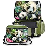 Kidaroo High Quality Backpack & Lunchbox for Boys, Girls, Kids With Precious Pandas Interchangeable 