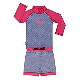 幼児用, ラッシュガ-ド，シャツ、ショットパンツ、セット、５０+日焼予防（セットS 0-6m,ピンククジラ）