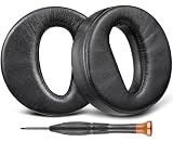 SOULWIT イヤーパッド イヤークッション for Sony MDR-Z7(MDRZ7)/MDR-Z7M2(MDRZ7M2) 用 交換 パッド ヘッドパッド 柔らかいプロテインレザー イヤーカップ 高密度フォーム 耳当て - ブラック