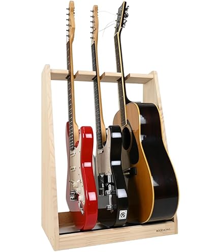 ギター5本セット＋スタンド Amazon.co.jp: WOODWORKS 日本製 ギタースタンド エレキギター用 5本掛