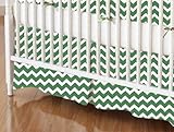 SheetWorld - MINI Crib Skirt (24 x 39) - Forest Green Chevron Zigzag - Made In USA by sheetworld