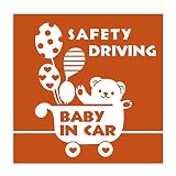デザイン工房ＳＩＧＮＳ 車ステッカー Baby in car 8 綺麗にはがせる 車 ステッカー 熊 風船 ベビーカー ナッツブラウン