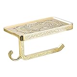 ライデンTMラグジュアリー亜鉛合金トイレットペーパーホルダー壁マウント浴室キッチンロール紙Tissureラックとフック、明るいシルバー ゴールド Ly-GJ-160709-G