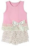 Stephan Baby Scalloped Lace-Trimmed Top and Lace Diaper Cover Set, Pink/Ecru, 3-6 Months by Stephan 