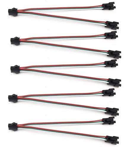 4x JST-SM 3-polige LED-Verbindungskabel – Je 1 M, Für WS2811/WS2812B/SK6812, 22AWG, 5–24 V