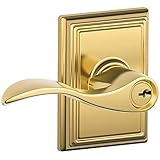 Schlage f51aacc605cam f51 aアクセント605 CAM Camelot Deco Roseエントリドアロック、明るい真鍮