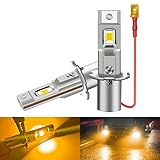 スーパーブライト H3 LED フォグランプ 12V 24V 兼用 普通車 ～トラック (10V~60V) フォグ ライト バルブ アンバー オレンジ (アンバー)