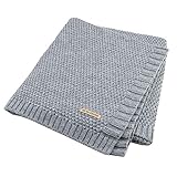 Chilieキャンディーカラー幼児毛布ベビー有機アクリルニット新生児おくるみ布ラップ幼児Swaddler 100 x 80 cm グレー Amzclilie13132