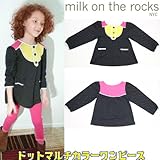 ミルクオンザロックス(milk on the rocks)ドットマルチカラーワンピース(ベビーサイズ)(キッズサイズ) 6y ブラック