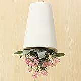 Beho-家の庭の装飾スカイ プランター植木鉢を逆さまにフラワー ポットをぶら下げ-ホワイト