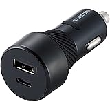 エレコム カーチャージャー シガーソケット USB 2ポート (Type-C×1/USB-A×1) 27W 12V/24V対応 [抜けにくいシリコン付き/おまかせ充電/2台同時充電] 【iPhone SE3/SE2/13/12、iPad、Androi
