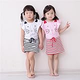 M.Z.L ワンピース チュニック ドレス キッズウェア キッズ服 子供 子供服 ジュニア ジュニア服  女の子　カジュアル　ニャンコの顔柄　100-140cm (110CM, ピンク)