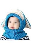 SODIAL(R)赤ちゃん　女の子、男の子の可愛いニットかぎ針編み　冬のハット　子犬　犬ビーニーキャップ　青