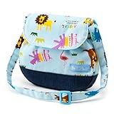 元気にお出かけベビーショルダーバッグ　サバンナ横断どうぶつ大行進（ライトブルー）　B1701100　日本製