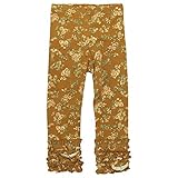 SCHNEE(スネー) 裾フリル小花柄ストレッチ長丈レギンス 80cm /カラシ NO.F-641585