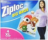 ジップロック ビッグバッグ ダブルジッパー 防水バック 大きい サイズ Ziploc Big Bag Double Zipper (X-Large(60cm×51ｃｍ) 4枚入り) [並行輸入品]