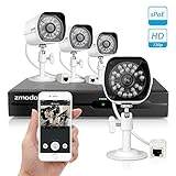 Zmodo Smart PoE 720P HD Security Camera System 4 x 720P Outdoor Night Vision Surveillance Camera No 
