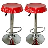 Amerihome BS107SET Soda Cap Bar Stool Set, Red, 2-Piece [並行輸入品]