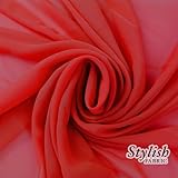 58 RED Solid Color Sheer Chiffon Fabric by the Bolt - 25 Yards by Stylishfabric