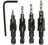 UNHO 4本 ドリルビット 1/4六角軸 木工用 穴あけ 面取りカッター 2.38mm 2.78mm 3.175mm 3.56mm