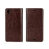 Golikef Sony Xperia X Performance ケース カバー バンパー 手帳型 高級 本革 レザー 色鮮やか レトロ な book case 型 柔らかいシリコンTPUラバーカバ