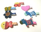 しあわせ倉庫 かわいい カラフル ヘア ゴム リボン こども 髪飾り 子供 アクセサリー 髪留め からまない (刺繍 ７個セット)