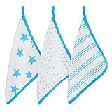 aden + anais (エイデンアンドアネイ) ウォッシュクロスセット 3枚セット washcloth 3 pack (フローロブルー3053)
