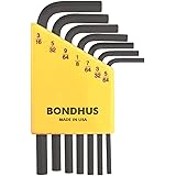 【国内正規品】BONDHUS(ボンダス) 六角L-レンチ ショートセット 黒染め加工 7本組 (5/64、3/32、7/64、1/8、9/64、5/32、3/16インチ) HLX7S No.12245