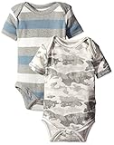 Burt's Bees Baby Baby Set Of 2 Distressed Camo and Stripe Bodysuits, Multi, 6-9 Months