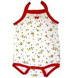 【袖なしキャミソールロンパス】赤-いちご (80cm)