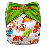 Charcoal Bamboo AIO All-in-one Cloth Diaper with Pocket (Dino) by Ecoable
