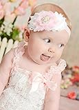 ロンパース＆ヴィンテージヘッドドレス☆ピンク＆ホワイト　6-24months(60-95)【２点セット】