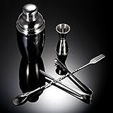 LuxBene(TM)ジガーアイストングと4PCSカクテルシェーカーミキサーセット実用ステンレス鋼のワインツールバーテンダーキットバーアクセサリーを飲みます