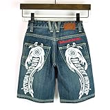リアルビーボイス(RealBvoice)2090606 Kid's DENIM PANTS SHORTS キッズデニムパンツ プリントデニムショートパンツ ハーフパンツ ハーパン 子供用 (110, 