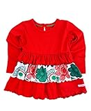 RuffleButts Infant / Toddler Girls Red Festive Paisley Ruffle Top US サイズ: XS カラー: レッド