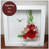 fleurcocoオリジナルフラワー時計　枯れないお花のプリザーブドフラワー レッド系 バラ 結婚祝い ギフト 還暦祝い　プレゼント 新築祝 引越祝 開店祝 開院祝 誕生日