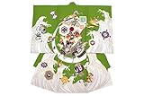 初着 JAPAN STYLE 黄緑 イエローグリーン 白 吉祥文 宝船 宝尽くし 兜 ラメ ジャパンスタイル 産着 うぶぎ 祝着 絵羽着物 お宮参り お祝い 男の子 男児