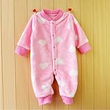 (ナインスコード) 9thCode ロンパース マイクロフリース 暖かい 長袖 女の子 秋冬 6色 白 3M（0-3か月）