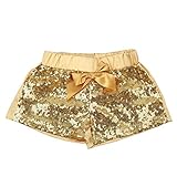 Karchi ベビー服 ショートパンツ 子供服 ファッションスパンコール ショートパンツ 男女兼用 可愛い キッズ ハーフパンツ 夏 2色 (90, ゴールド)