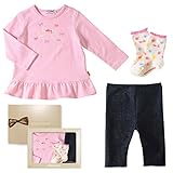 MIKIHOUSE（ミキハウス）BOX　M付 リボンプリント長袖Tシャツ ３点ギフトセット フリー(70-80cm),ピンク