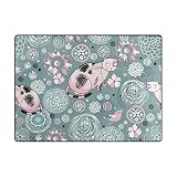 vantaso SeemlessフローラルCat Soft Foam Play Mat for Children Non Skidゲームエリアラグ子供寝室、プレイルーム、保育園装飾63 x 48インチ