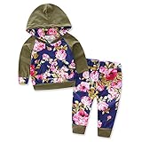 新生児キッズベイビーボーイズハンサムプリントパーカートップス+ロングパンツ衣装セット女子服 (100, グリーン)