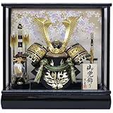 京寿 五月人形 兜飾り ケース入り 木製弓太刀付 間口43×奥行30×高さ41cm 10号中鍬角兜ケース飾り YN50320GKC