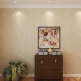 (ハンメロ)HANMEROリビング 部屋 ふすま diy リフォーム用おしゃれなダマスク壁紙 のりなし はがせる フリース 1ロール（53cm×10m）ベージュ