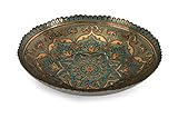 Imax Corp 83119 Ravenna 3.5"H x 17"D Glass Bowl - Peacock Blue/Gold