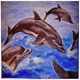 Taiche – アクリルペイント – Dolphins – Dolphin Splash – 動物、ブルー、かわいい、イルカ、イルカ、魚、Mammals – タイル 12-Inch ct_46722
