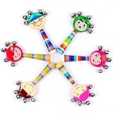 fairysu木製教育Grasping Rattles Smile Face Hammer Percussion Rattleシェイカーキッズ楽器玩具（ランダムカラー）6