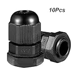 uxcell ケーブルグランド ナイロン製ブラック PG7 12.5mm TRS 3mm-6.5mmケーブルワイヤ径
